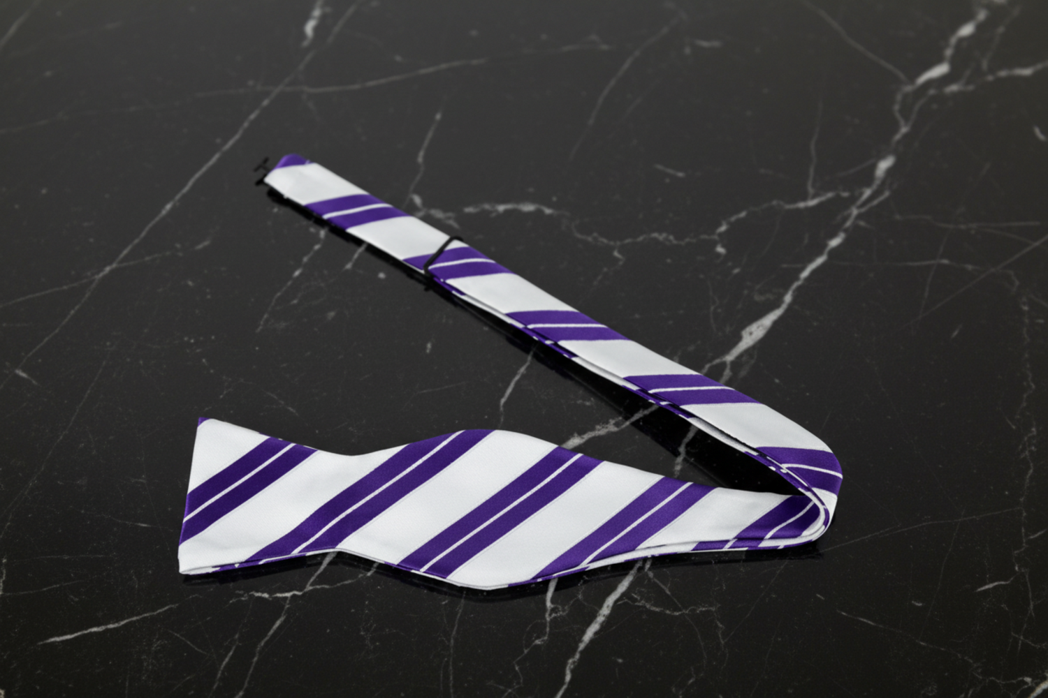 White, Purple Stripe Self Tie Bow Tie