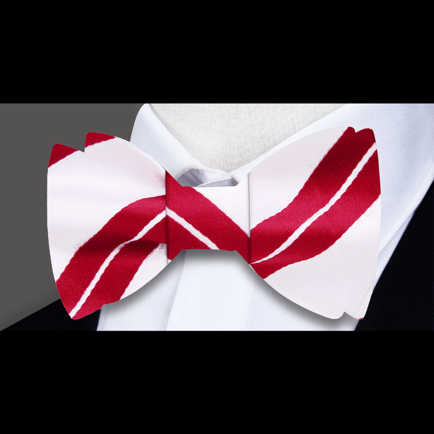 Red White Stripe Bow Tie