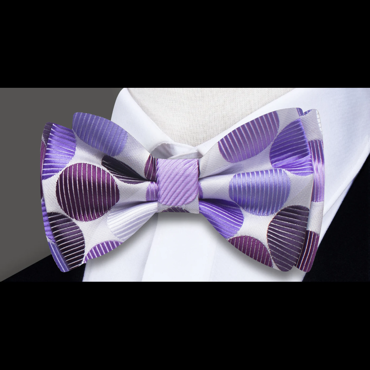 White and Purple Polka Dots Bow Tie | A Playful Touch of Sophistication