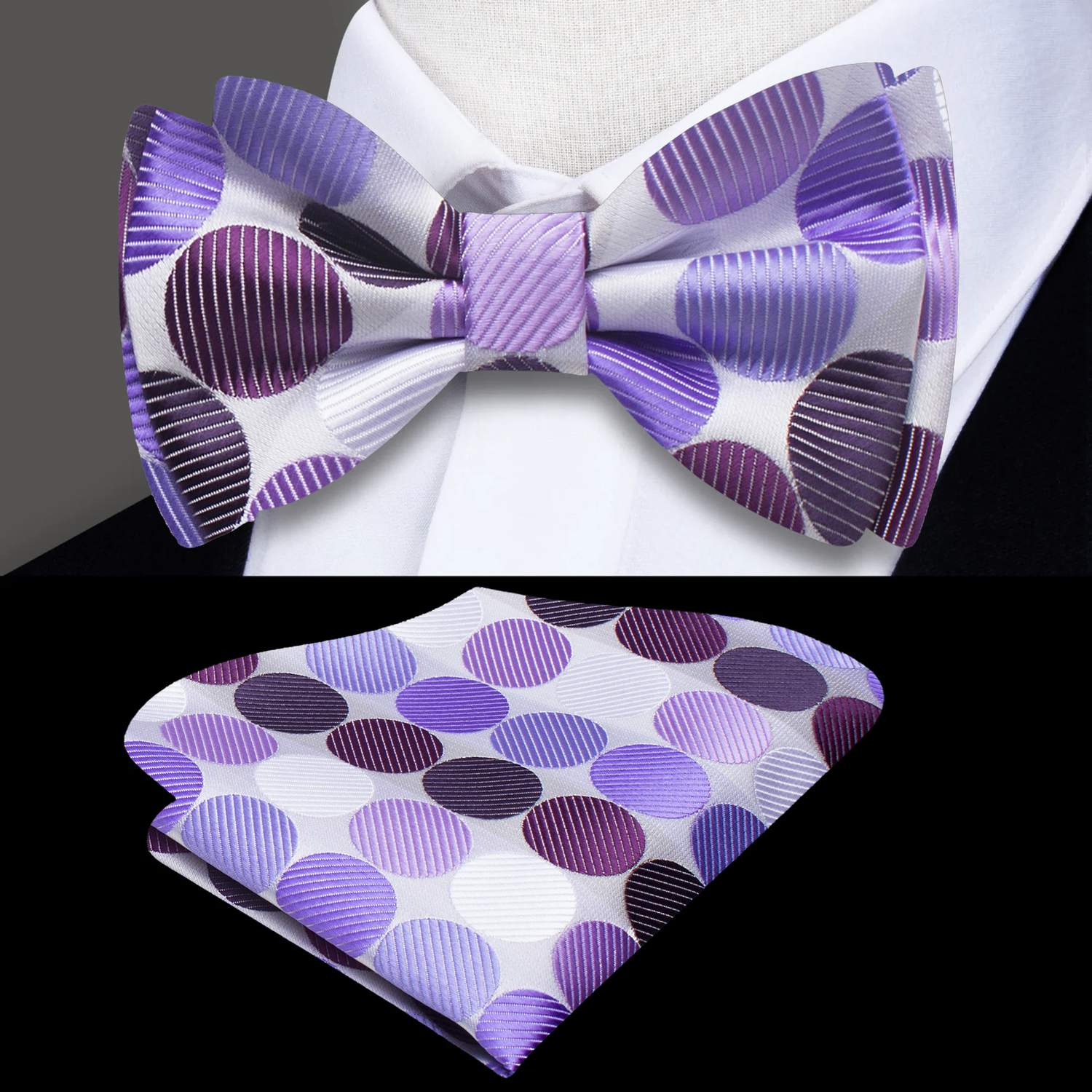 White and Purple Polka Dots Bow Tie | A Playful Touch of Sophistication