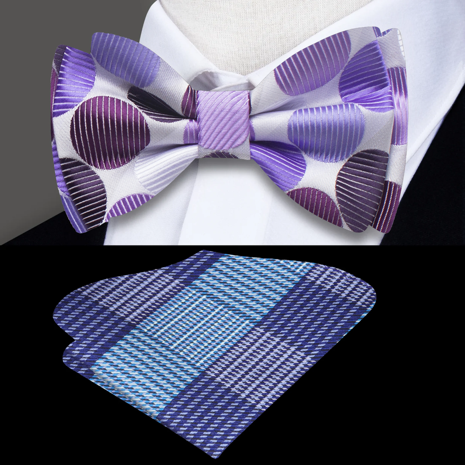 White and Purple Polka Dots Bow Tie | A Playful Touch of Sophistication