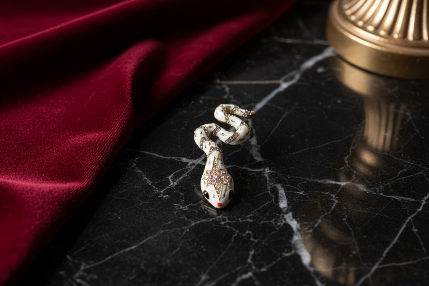 White Snake With Jewels Lapel Pin
