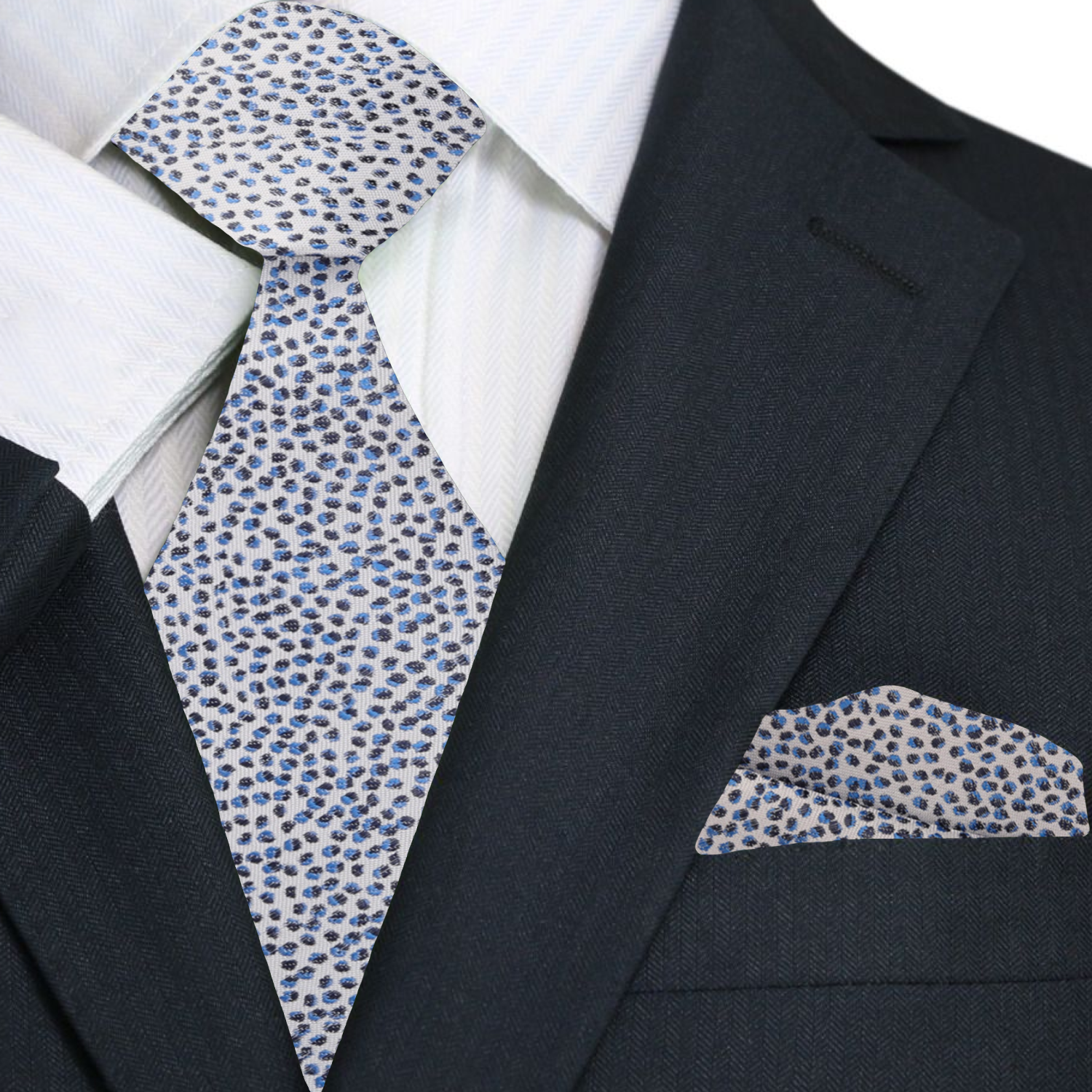 Premium Off-white with Black and Blue Pebbles with Matching Square