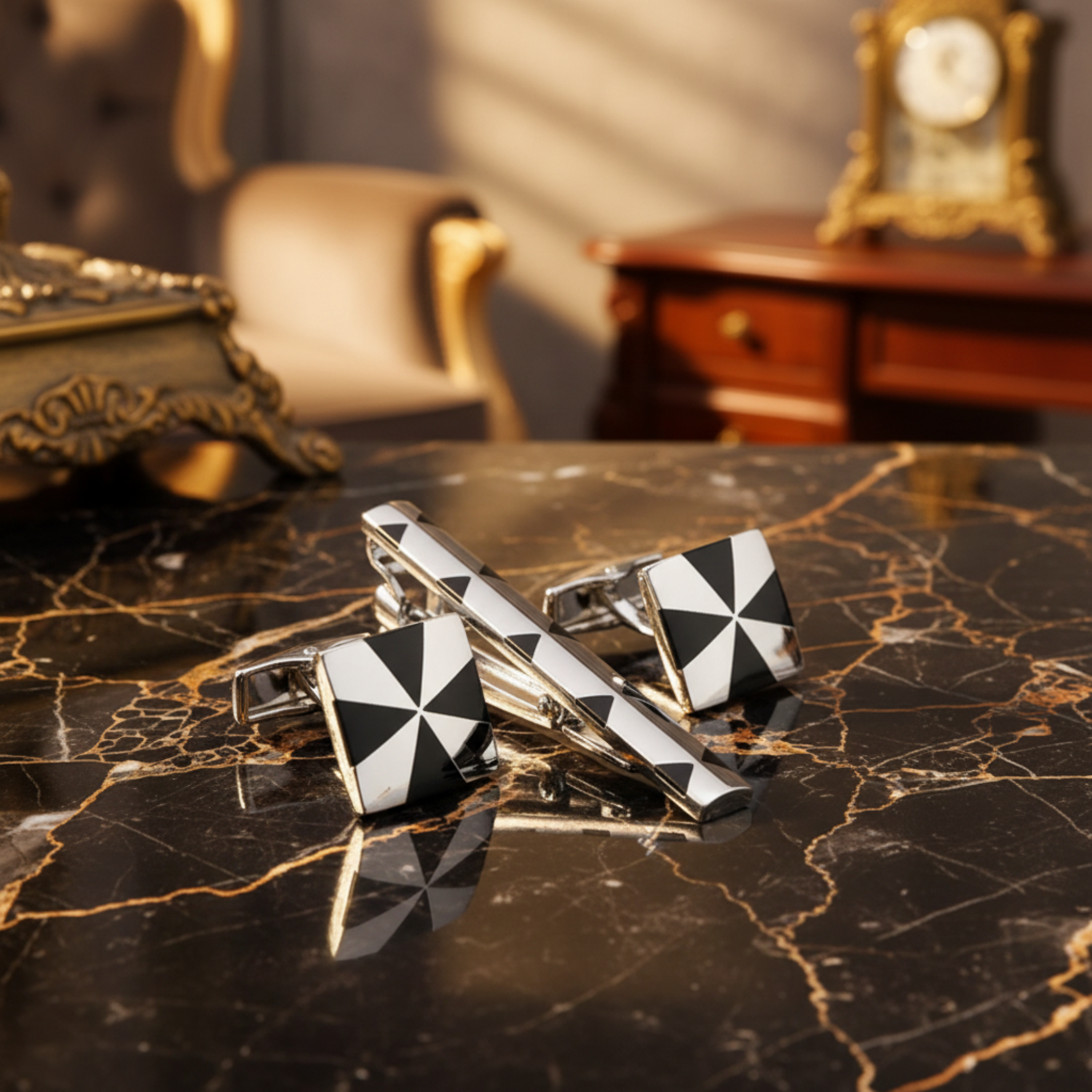 X Tie bar and Cufflinks