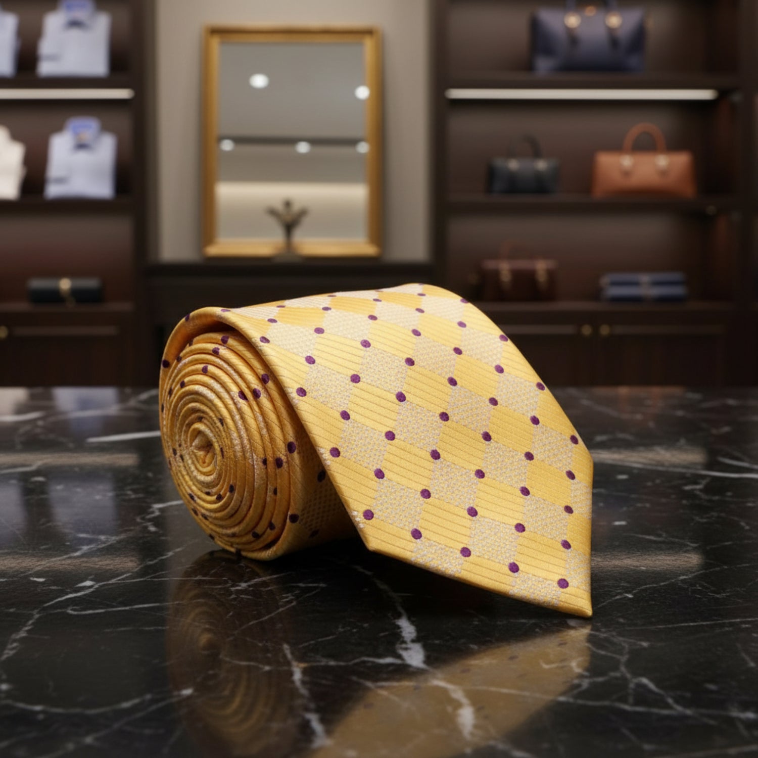 Yellow, Purple Geometric Necktie  