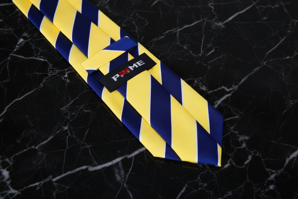 Yellow, Blue block stripe tie keep