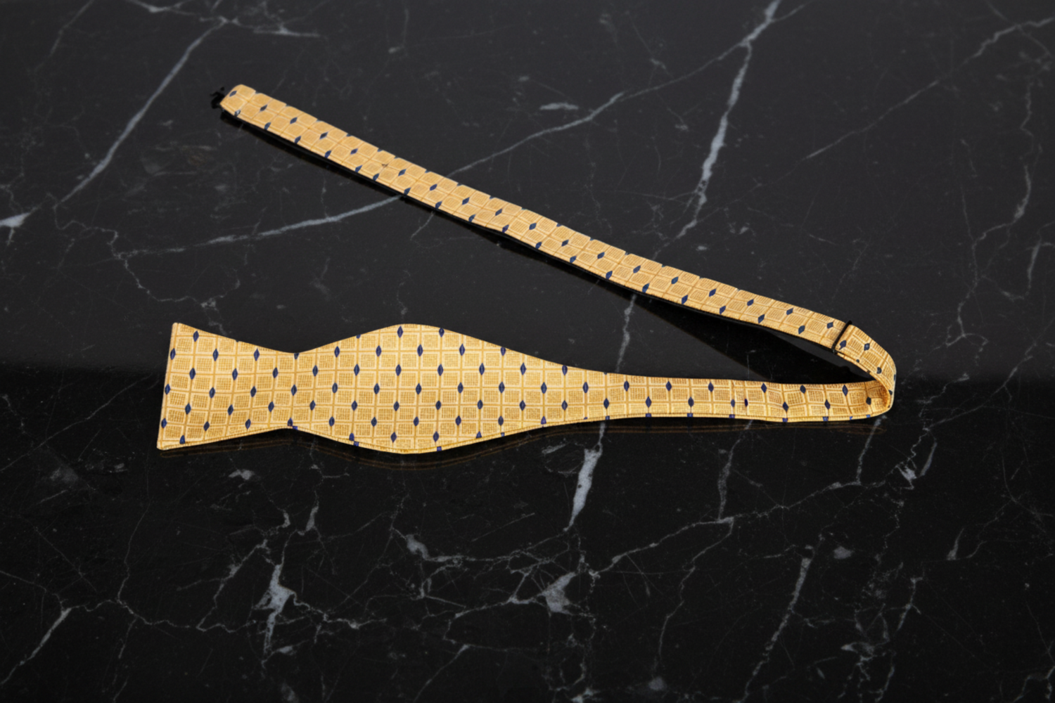 Yellow Blue Diamonds Self Tie Bow Tie