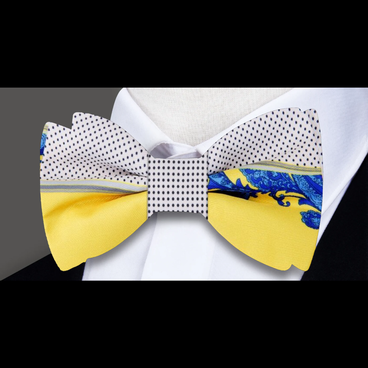 Yellow Blue Paisley Bow Tie