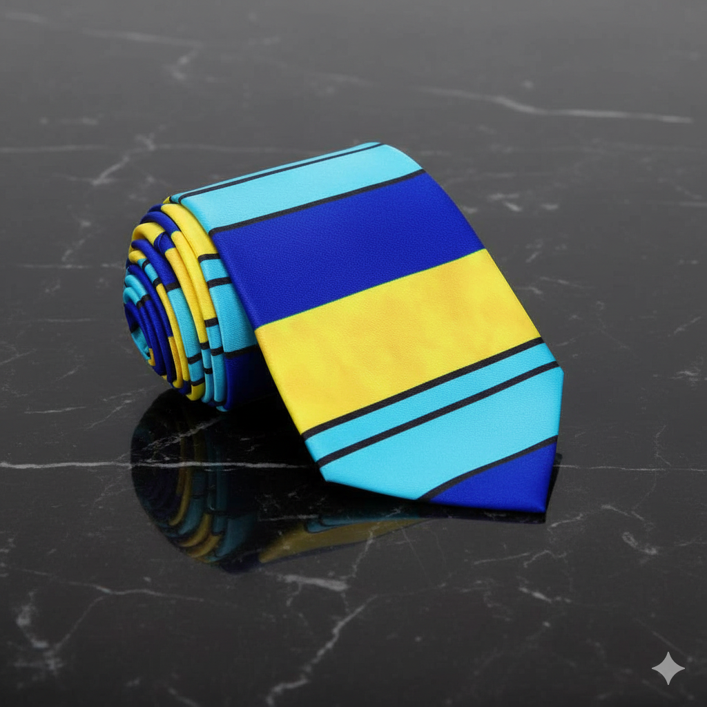 Blue and Yellow Stripe Necktie 23