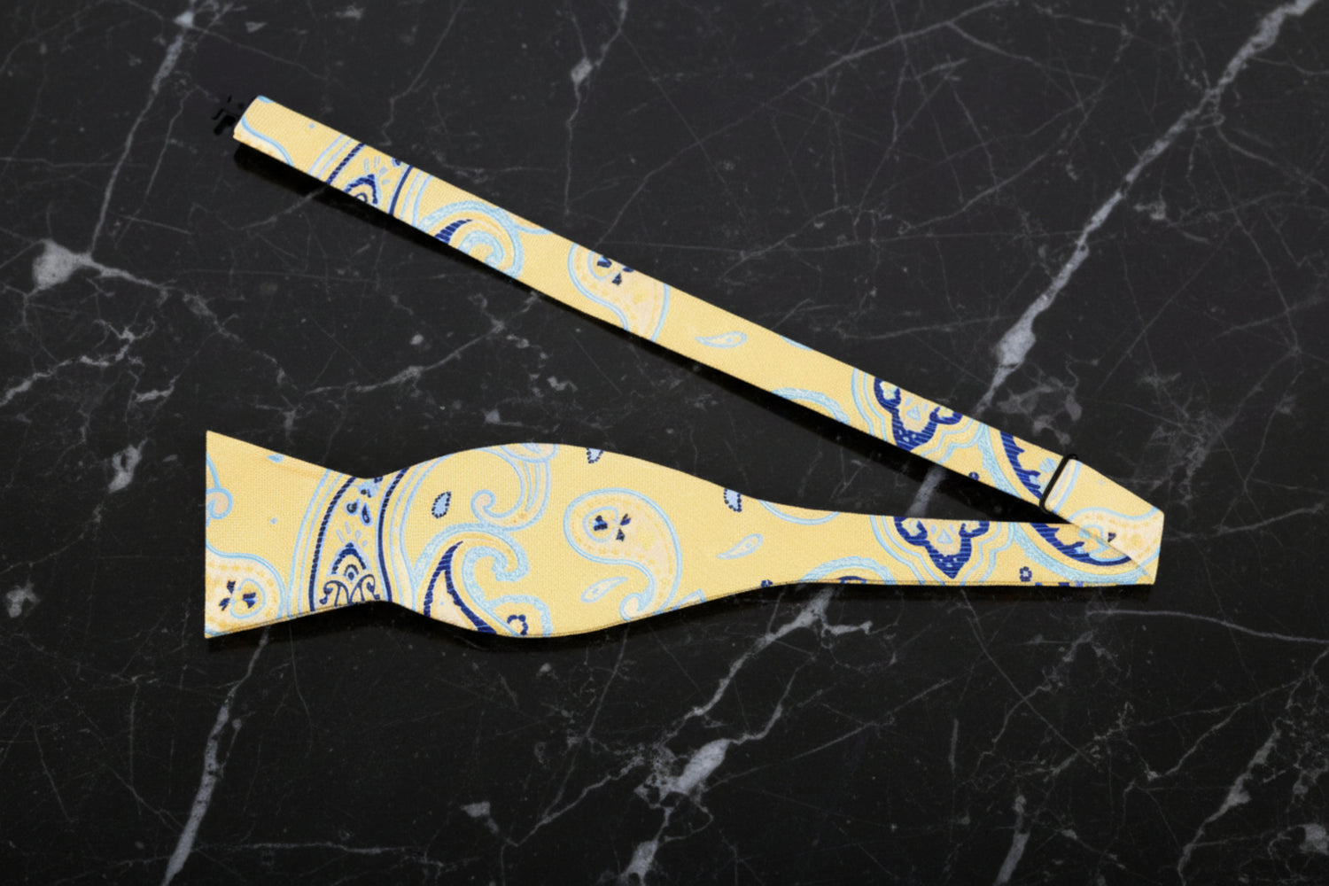 Yellow, Blue Paisley Bow Tie Self Tie