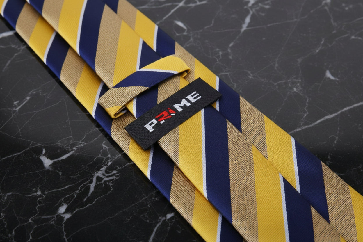 Maize Gold Dark Blue Stripe Tie Keep