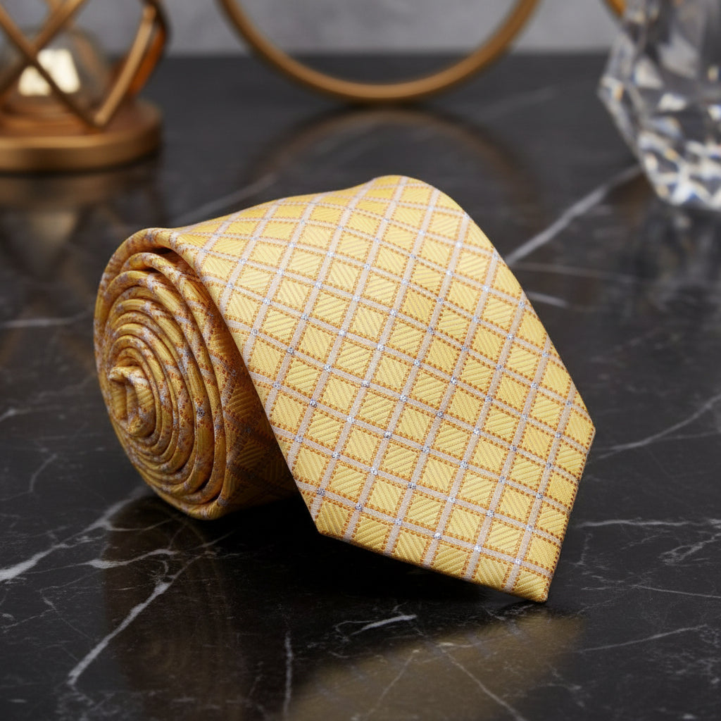 Light Gold Geometric Necktie  