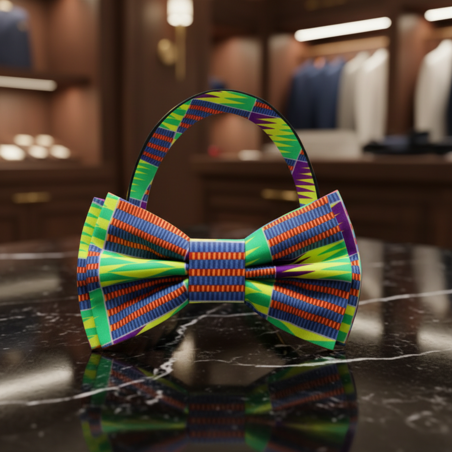 Yellow, Green, Red, Blue Geometric Bow Tie Pre Tied
