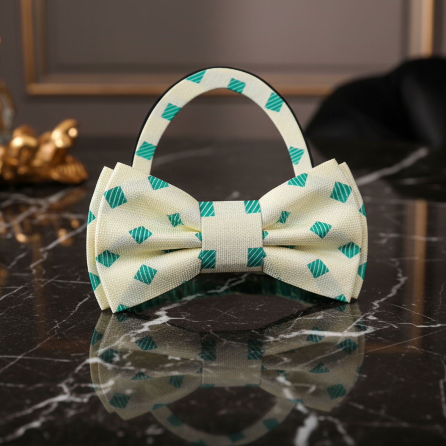 Yellow Green Diamonds Asteria Bow Tie Pre Tied