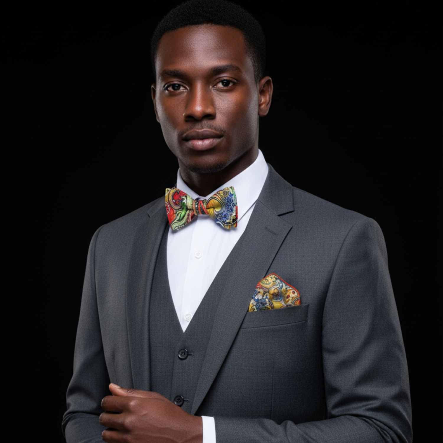 Color-Block Self-Tie Bow Tie in Bright Palettes | Optional Square