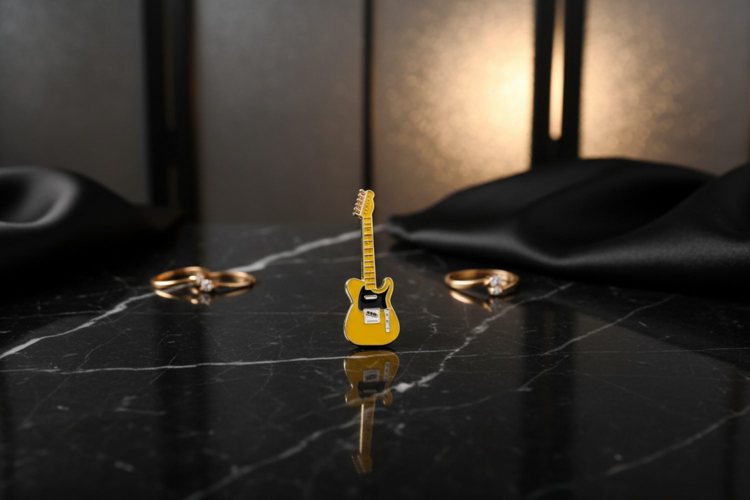 Yellow Guitar Lapel Pin