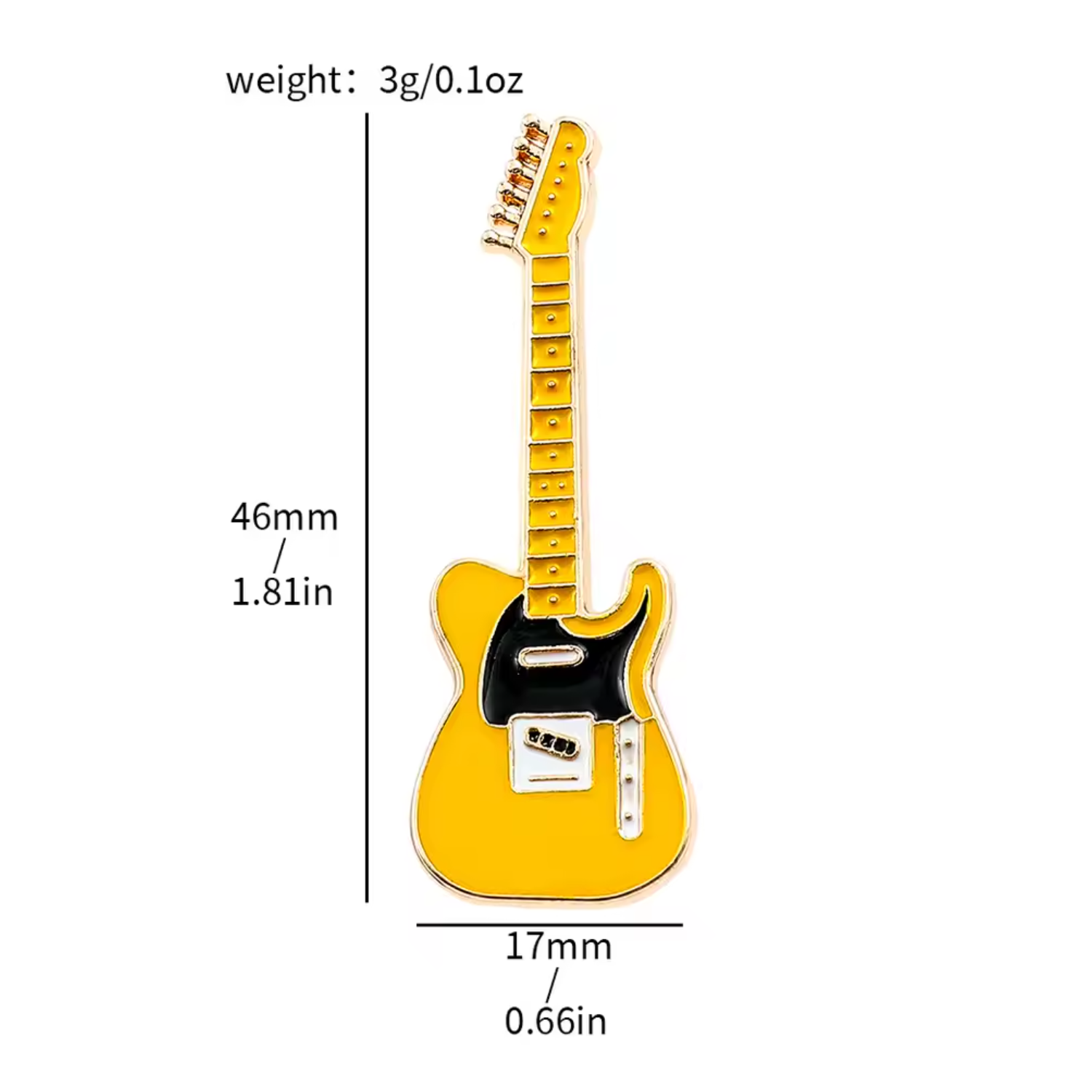 Dimensions Yellow Guitar Lapel Pin