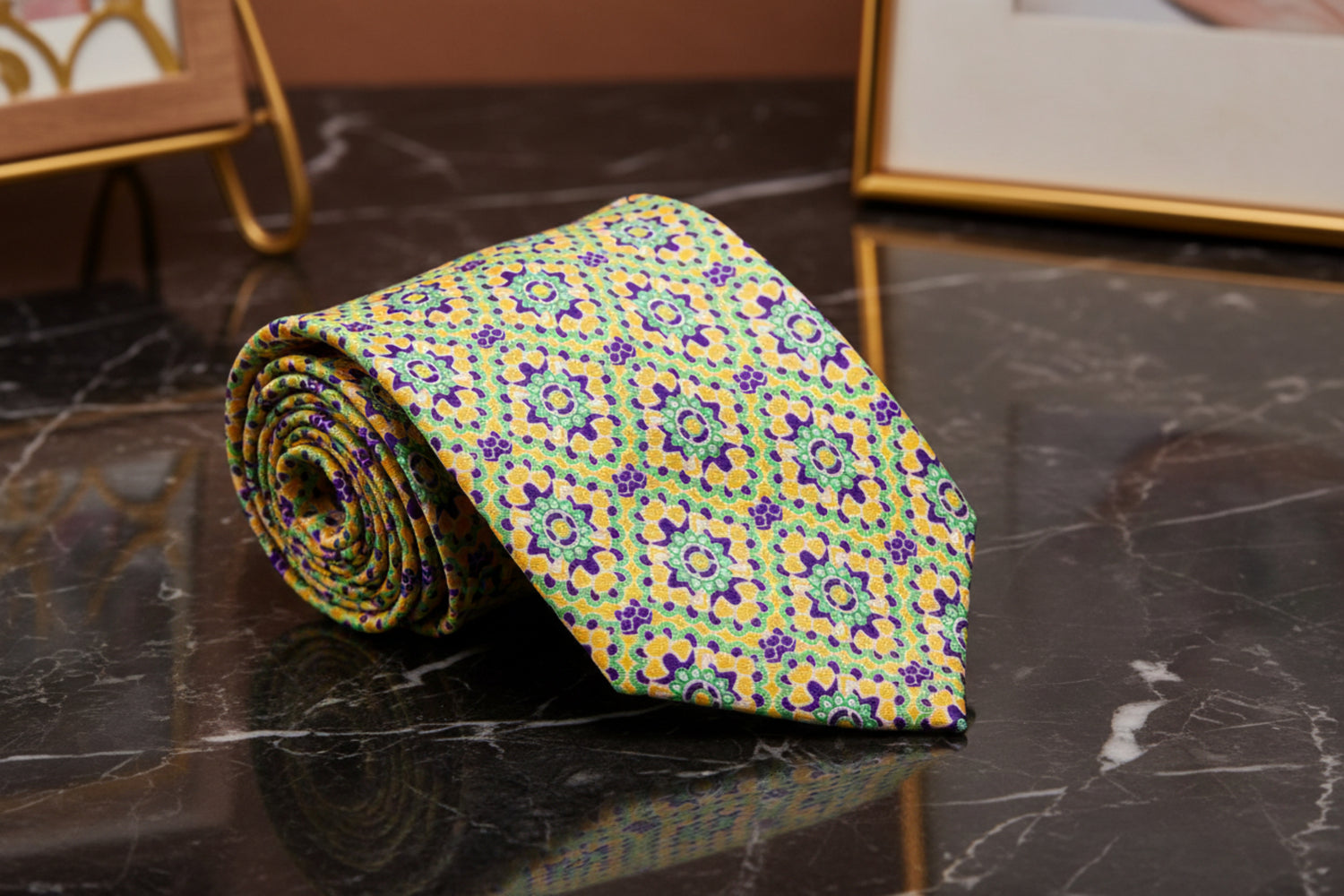 Yellow, Green, Purple Mosaic Necktie 