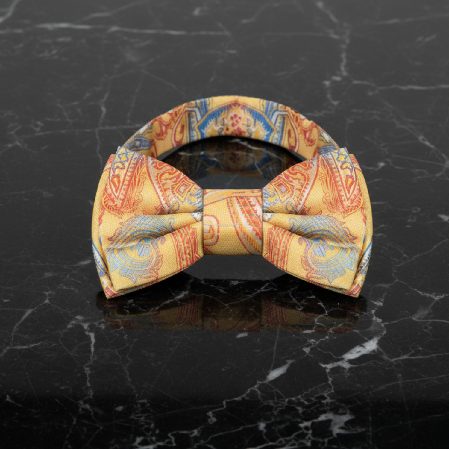 Orange, Red, Blue Paisley Bow Tie Pre Tied