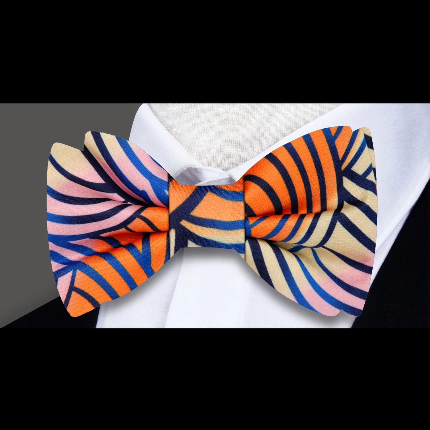 An Orange, Blue, Pink, Light Butter Colored Abstract Pattern Bow Tie