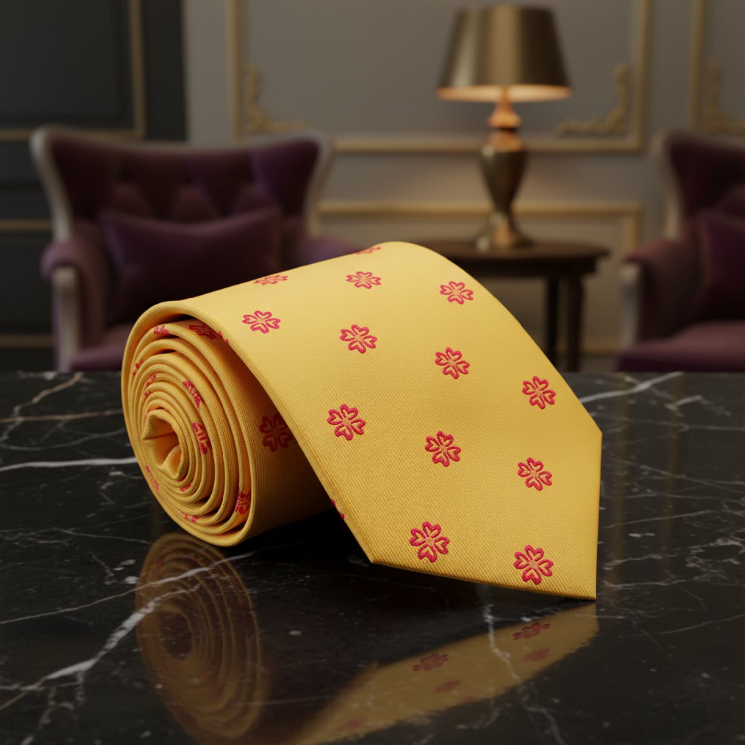 Yellow, Red Clovers Tie  