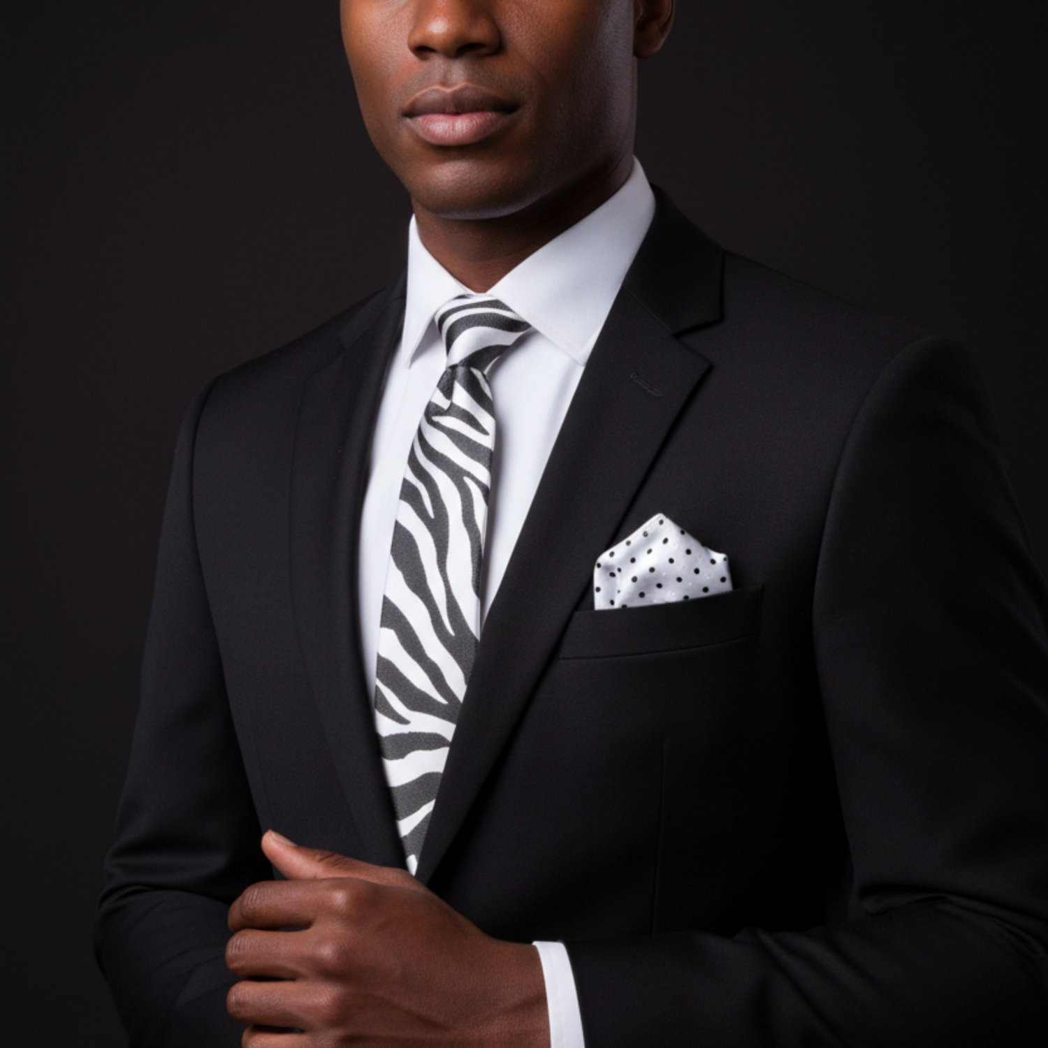 Abstract Zebra Necktie in Light Grey and Black