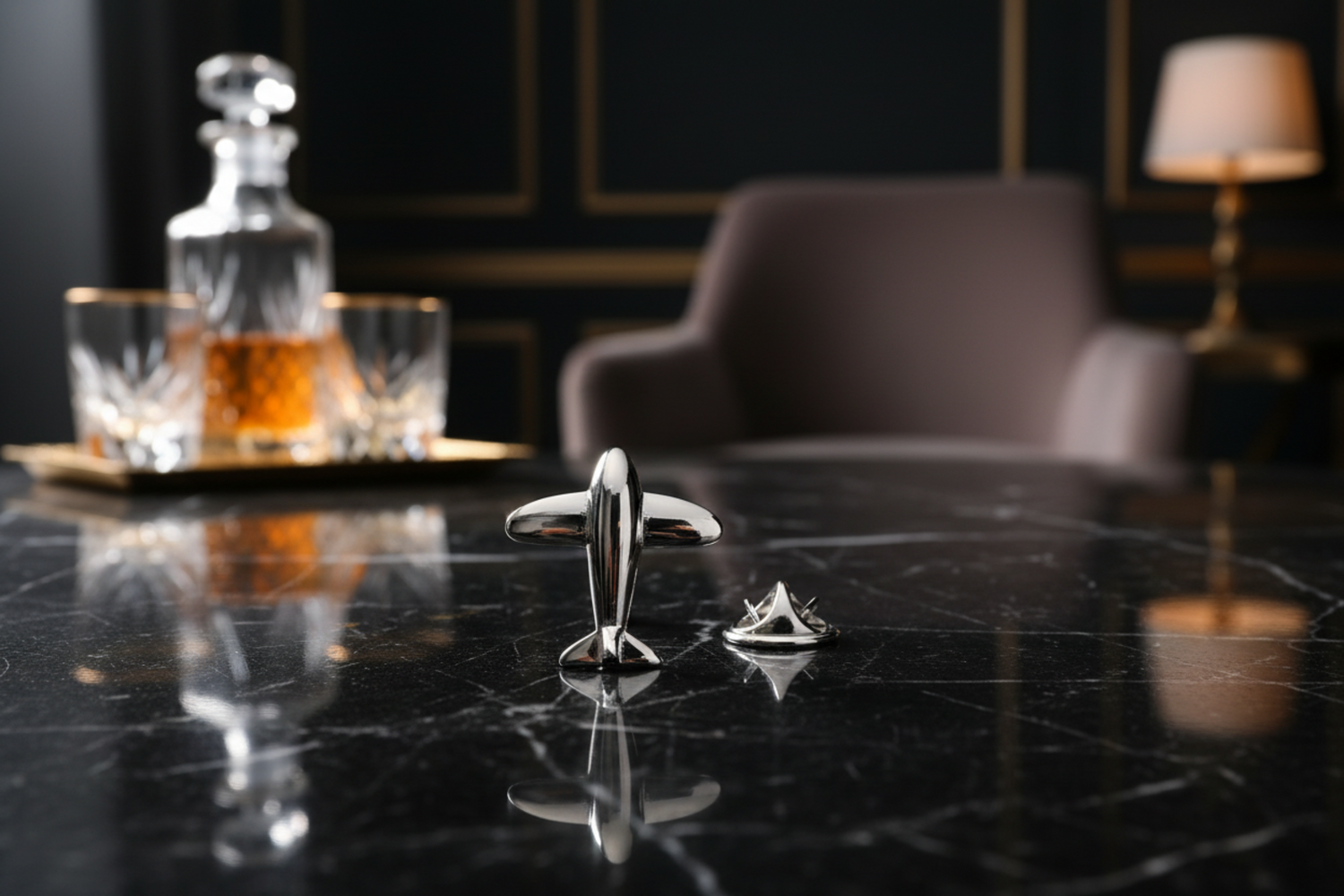 chrome plane lapel pin