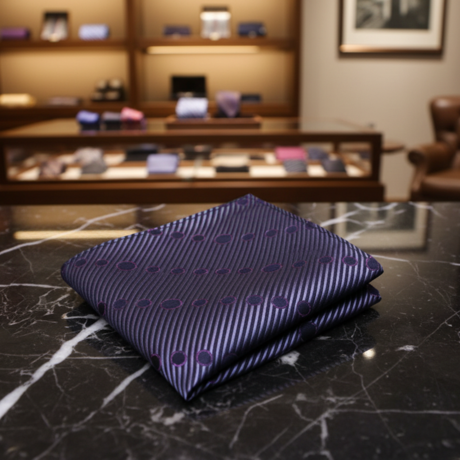 Black, Silver, Purple Abstract Polka Square