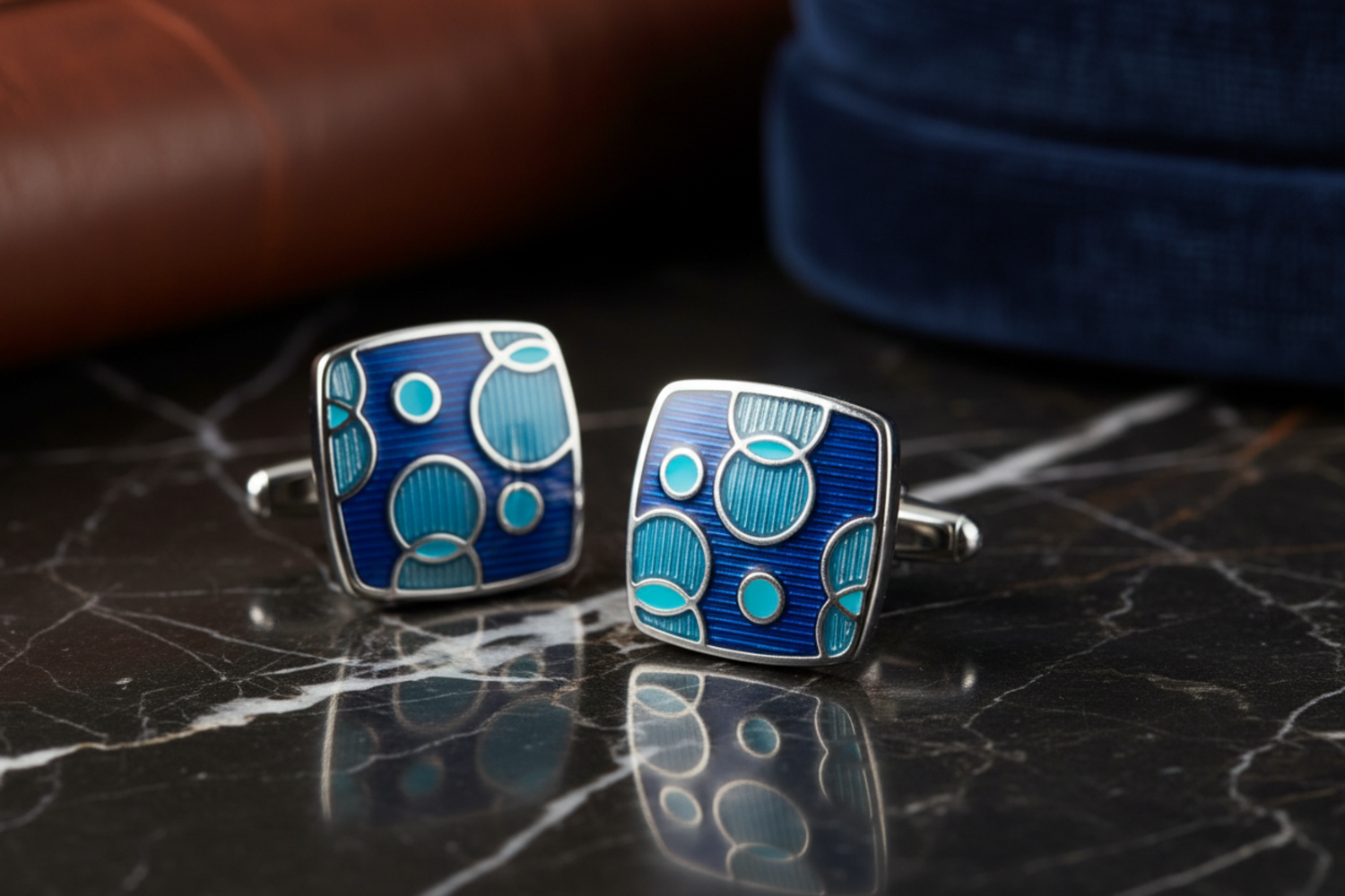 blue circle cufflinks