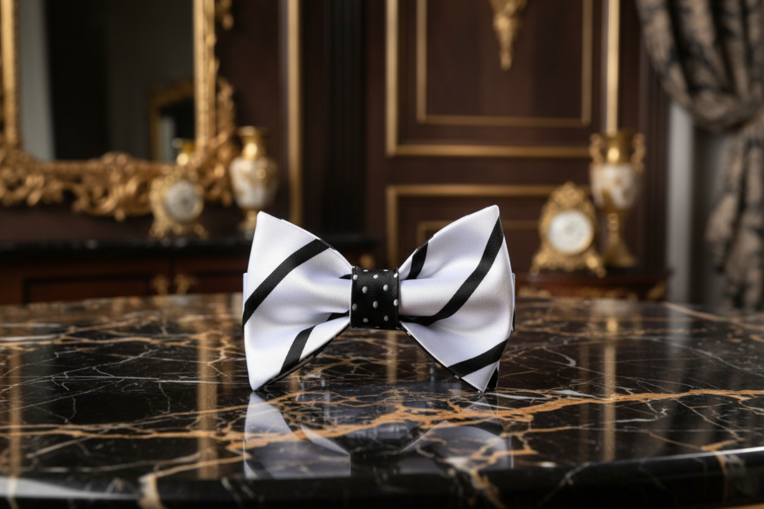 a silk bow tie