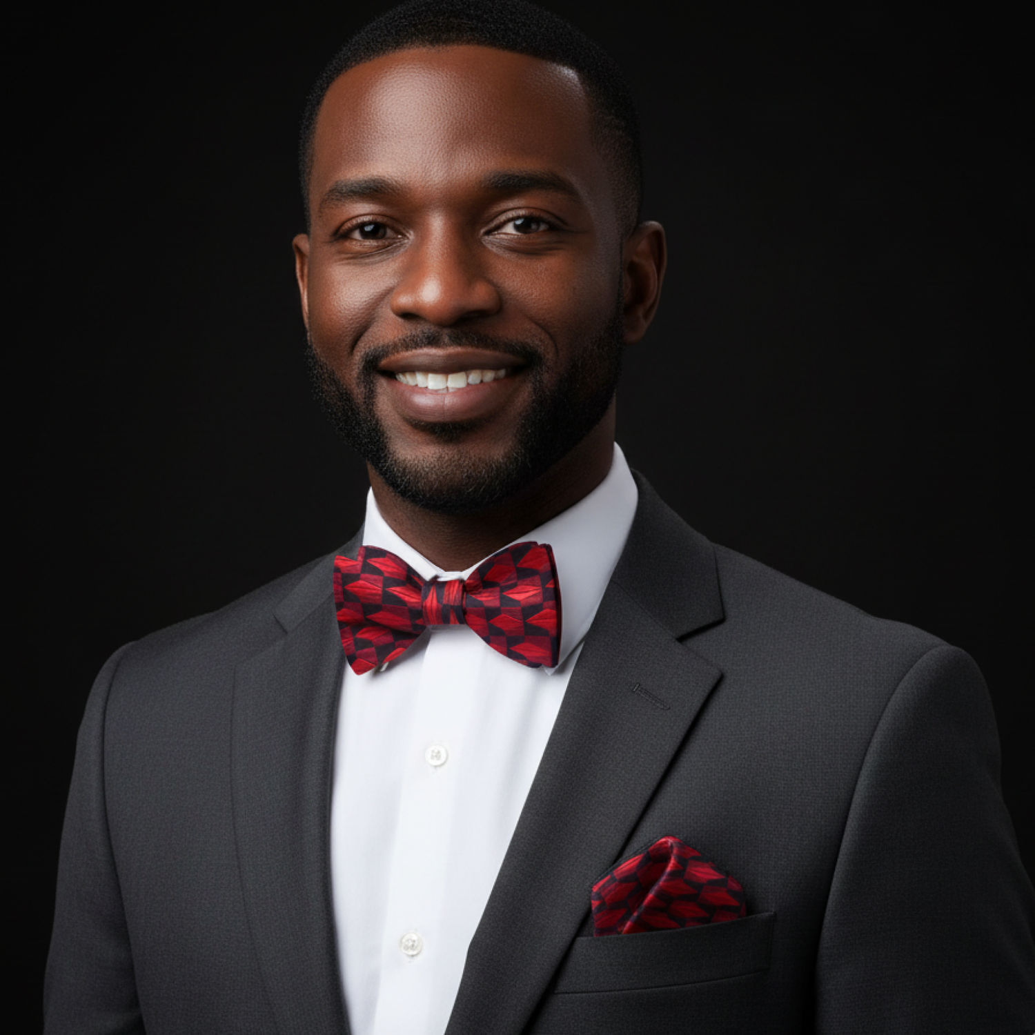 Red Geometric Bow  Tie and Square
