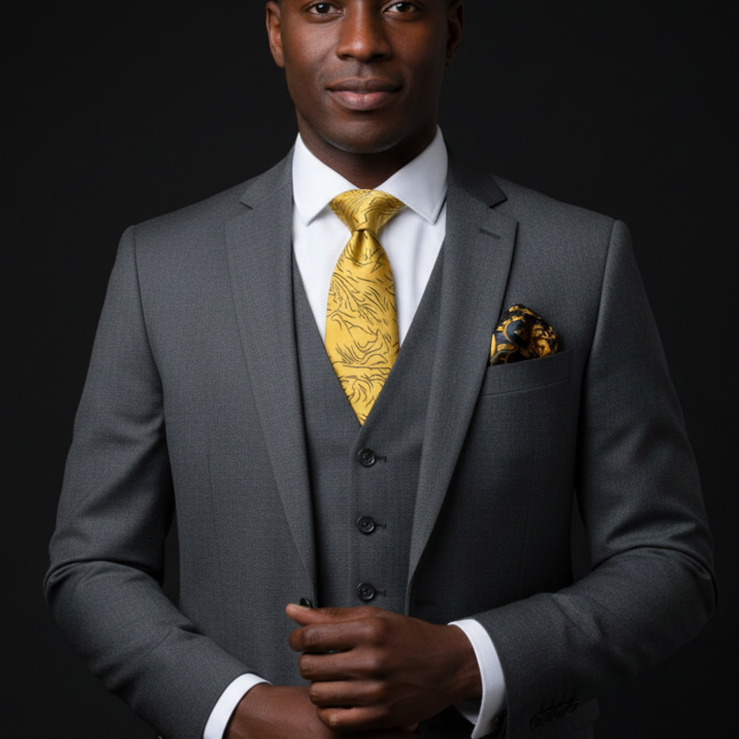 Golden Yellow Abstract Lines Necktie | Sunshine, With Bite