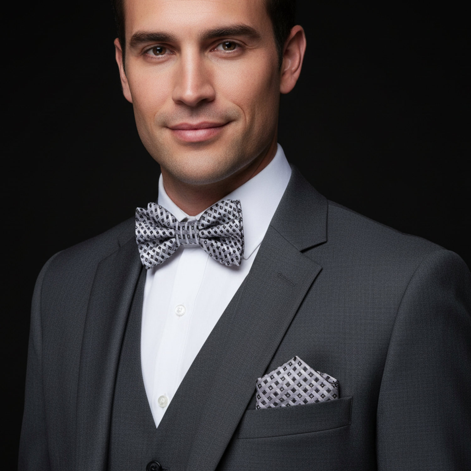 Geometric Check Bow Tie | Clean Structure, Refined Shine