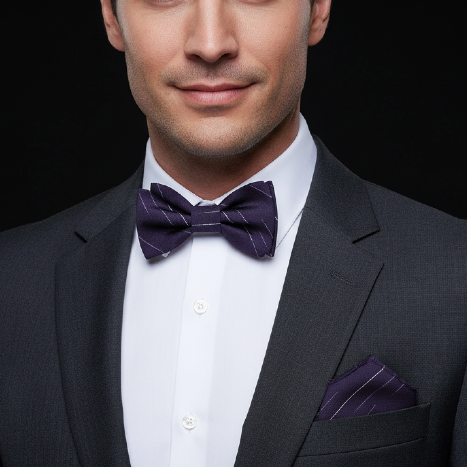 Purple Stripe and Matching Square on Man
