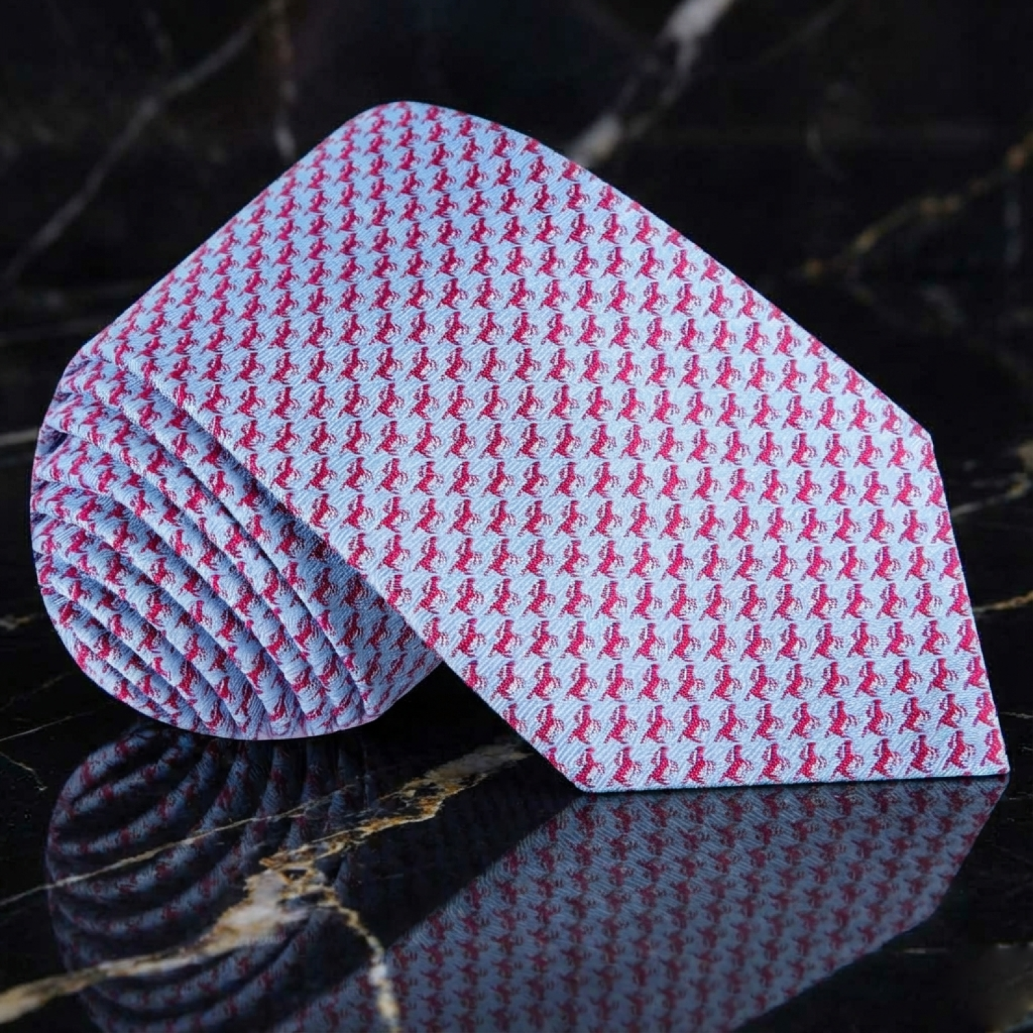 Light Blue, Red Race Horses Tie