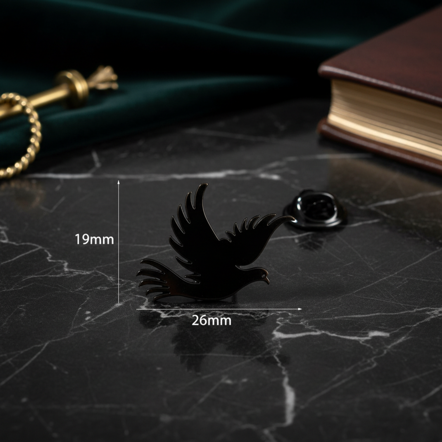 Black Dove Lapel Pin Dimensions