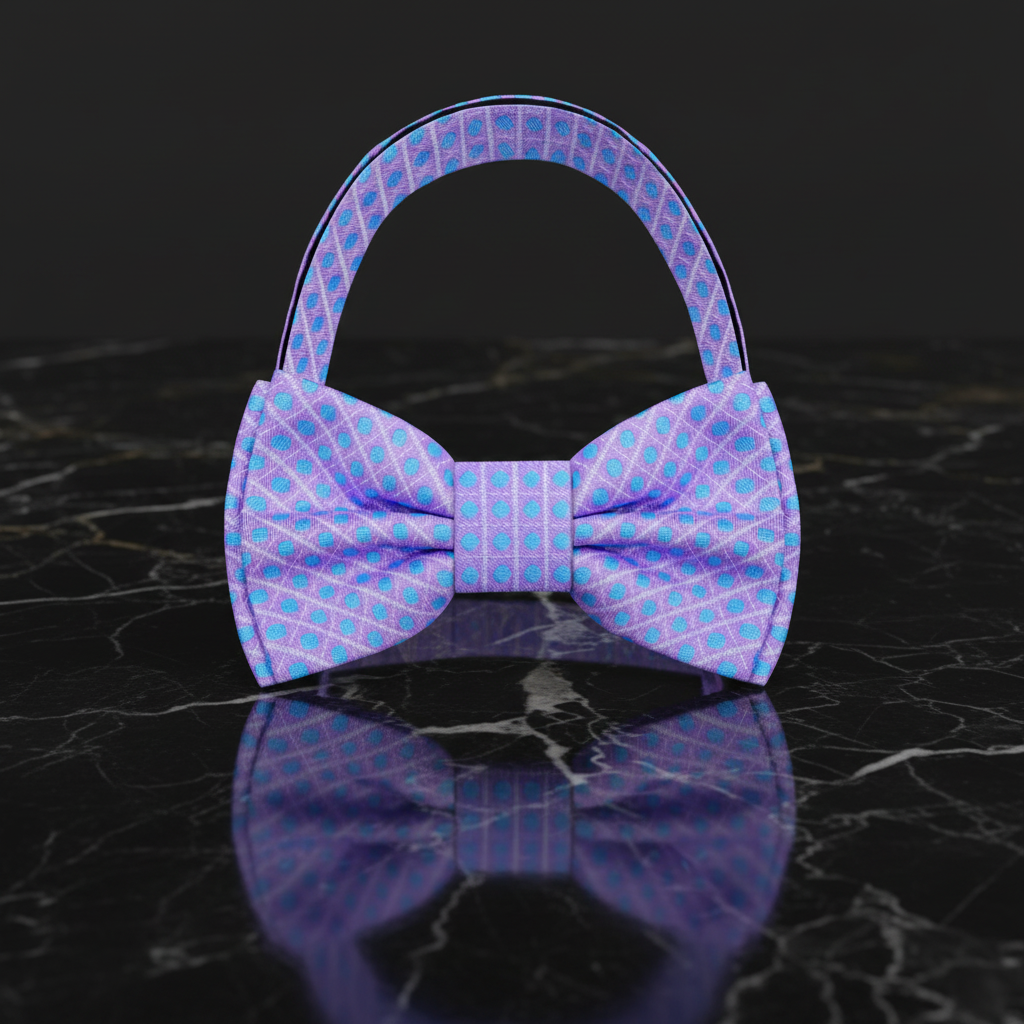Purple, Blue Geometric with Dots Bow Tie