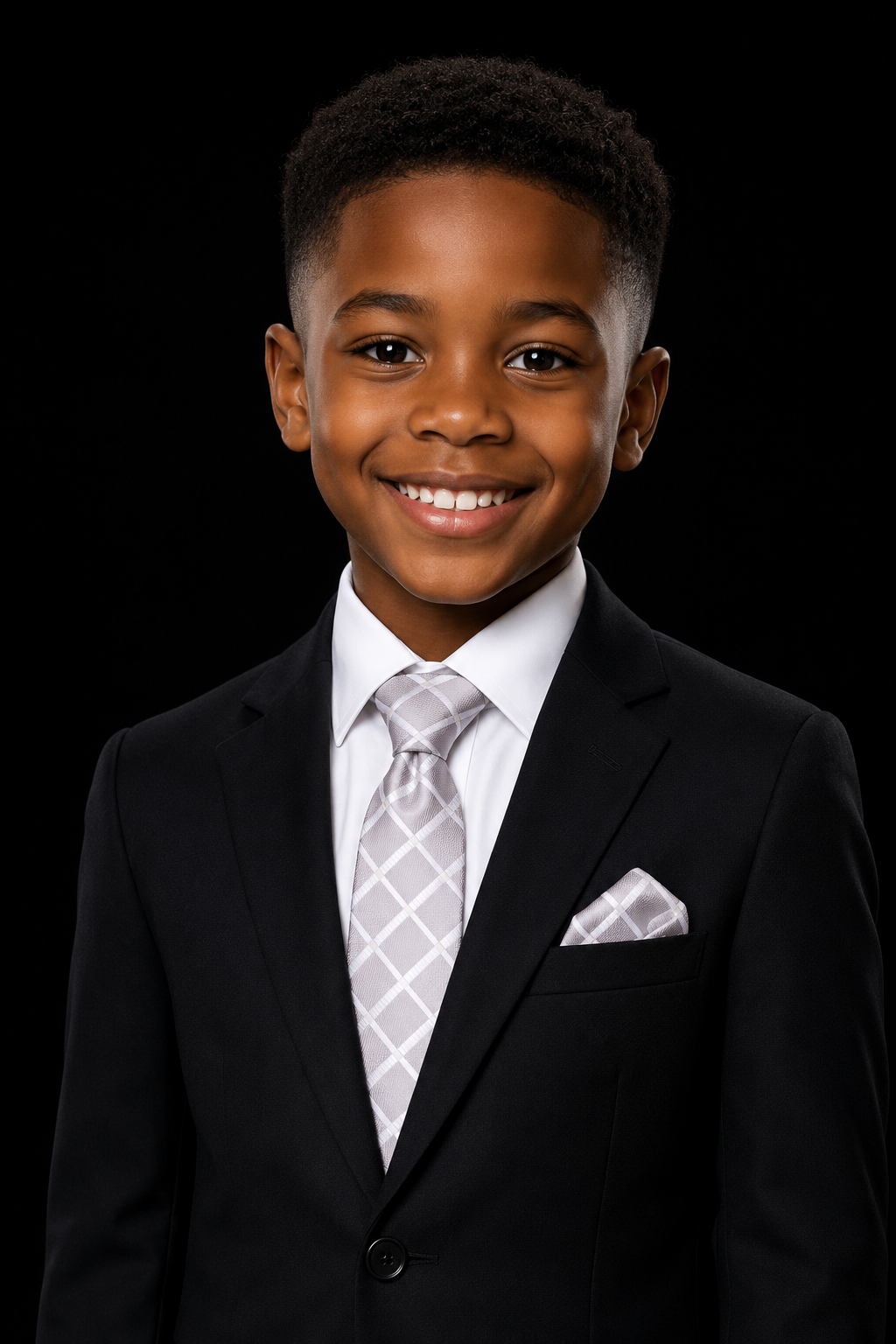 pearl Geometric tie and square on boy with suit