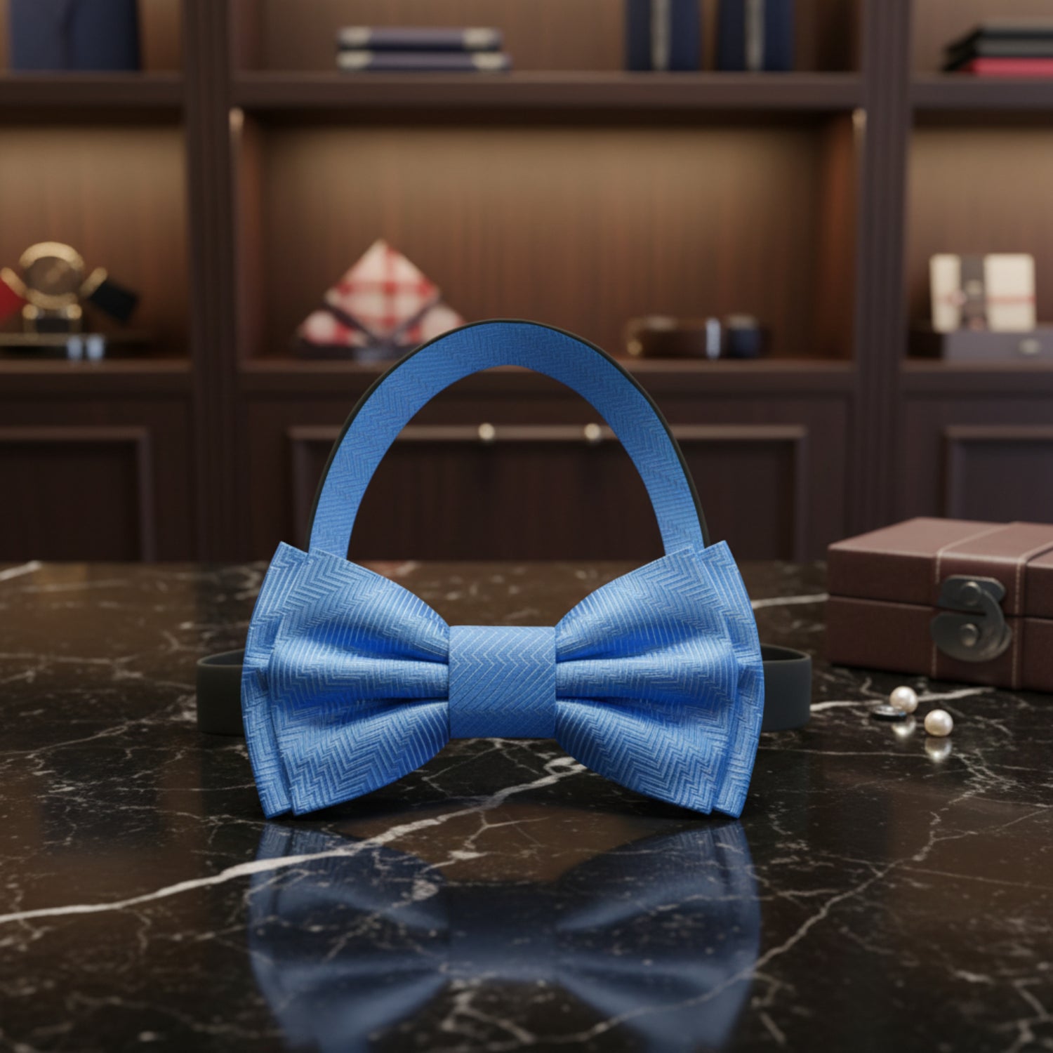 sky blue pre tied bow tie