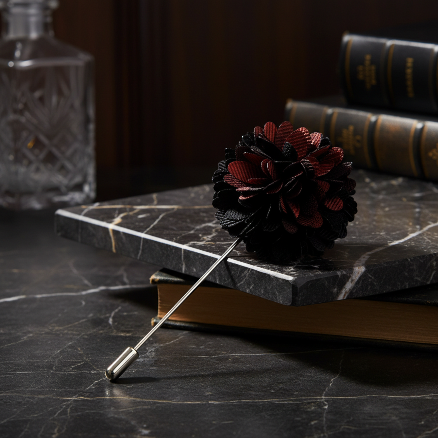 Black/Brown Floral Lapel Pin