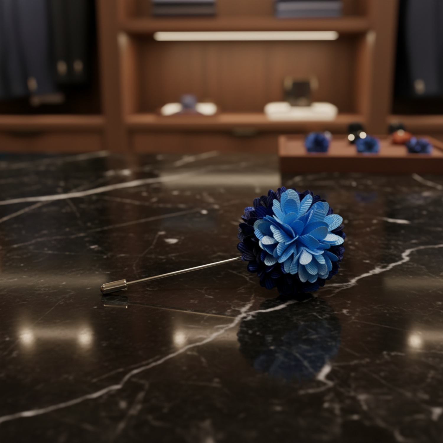Blue/Light Blue Floral Lapel Pin