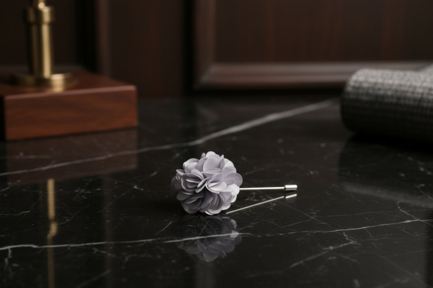 A Solid Grey Lapel Flower||Grey