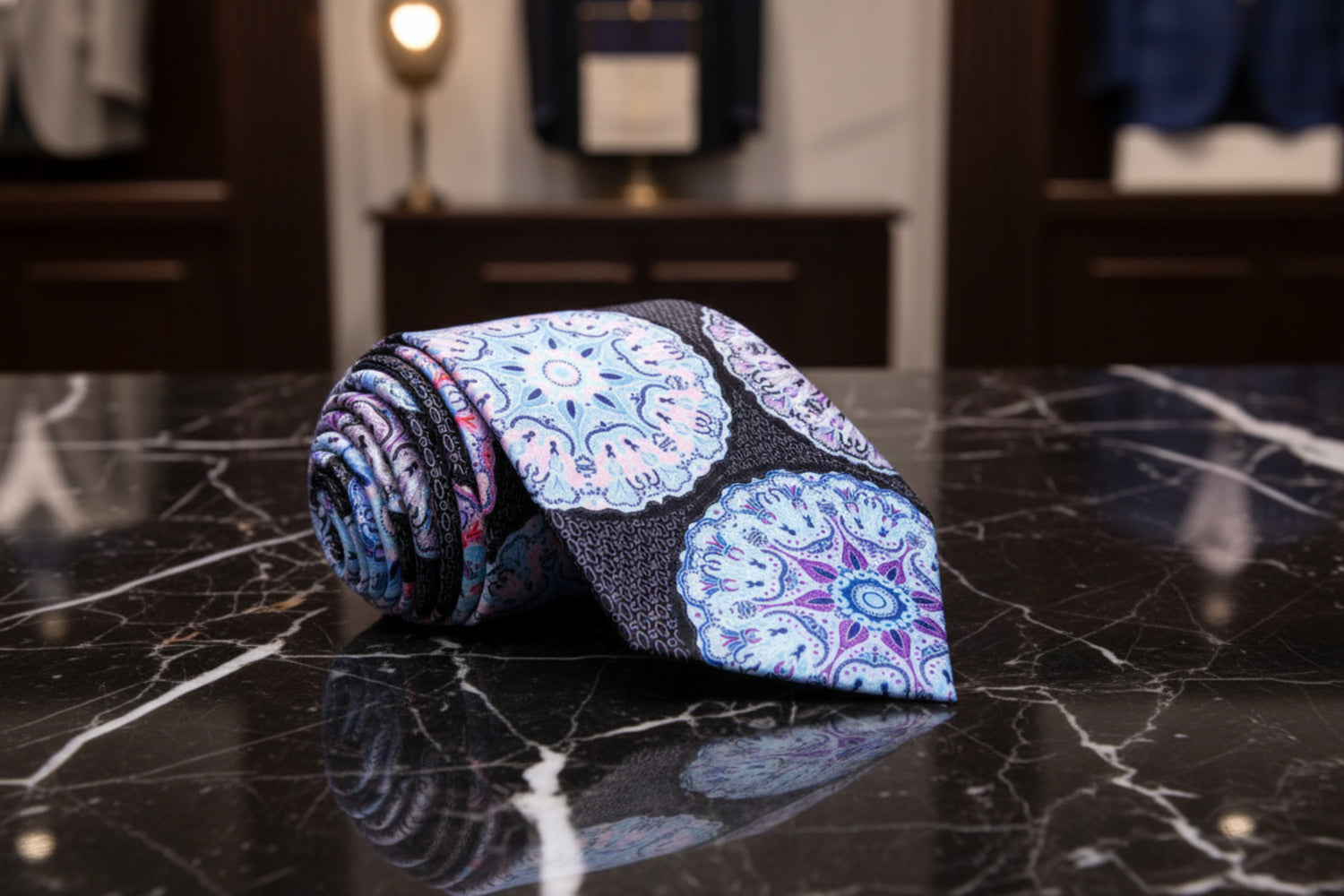 Black and Purple Abstract Tie