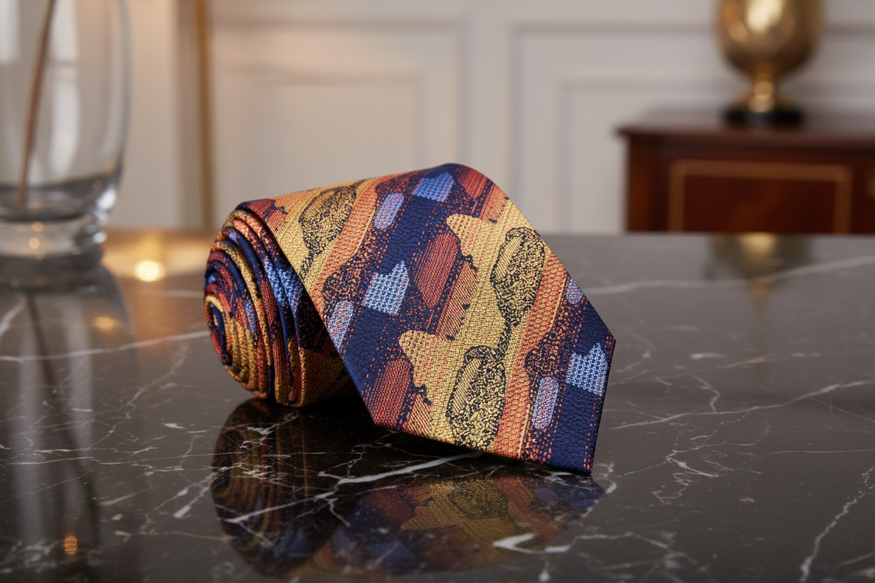 Orange, Blue, Red, Yellow Abstract Tie  