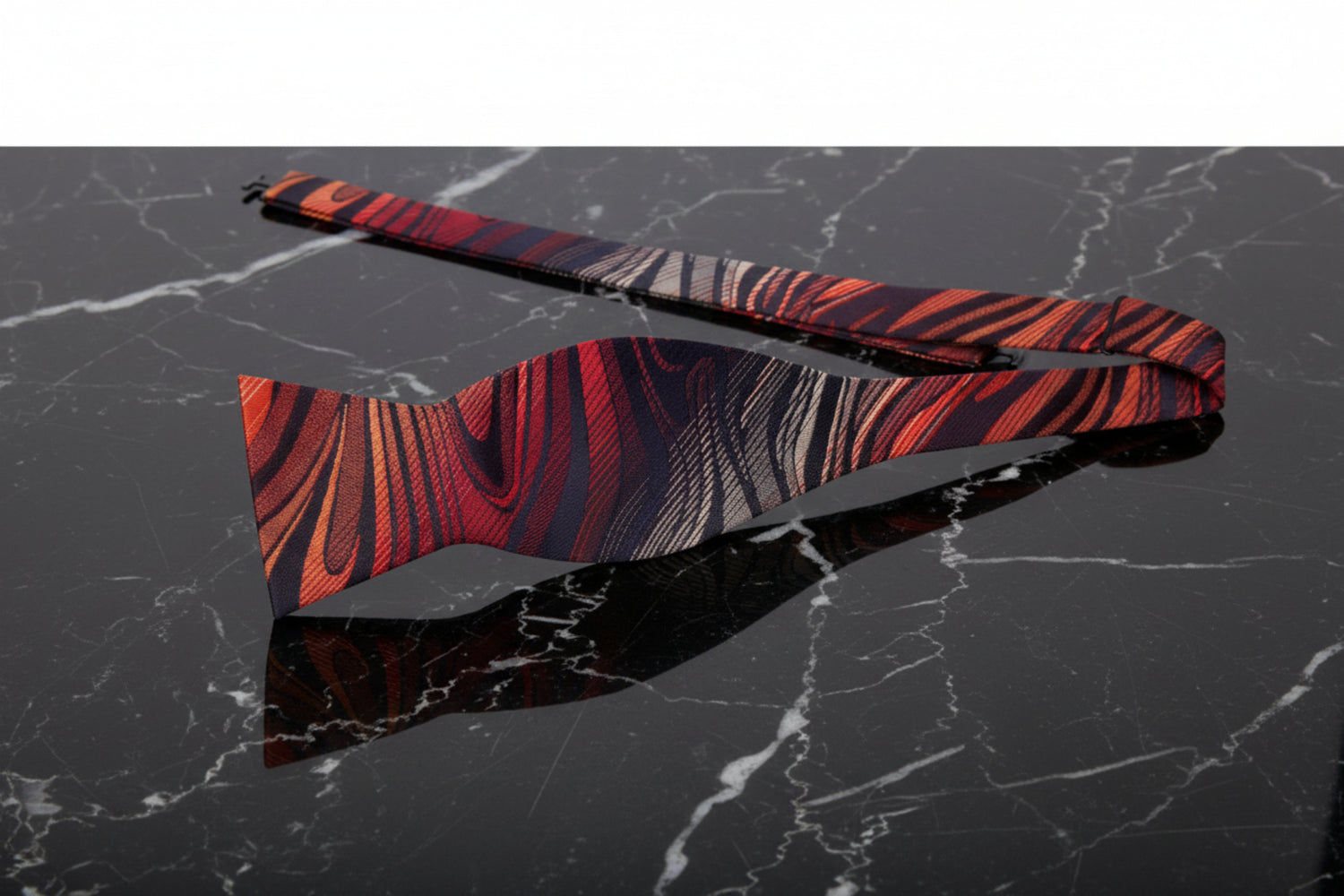 Grey, Orange, Black and Red Abstract Untied Bow Tie 