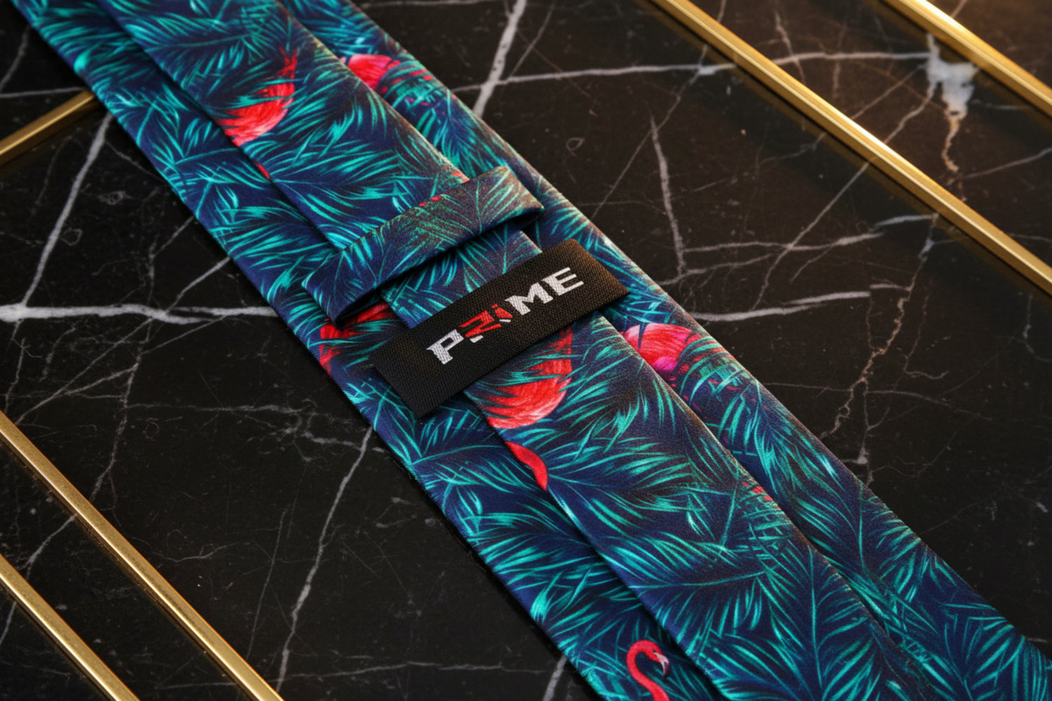 Blue, Green, Pink Leaves and Flamingos Tie Keep