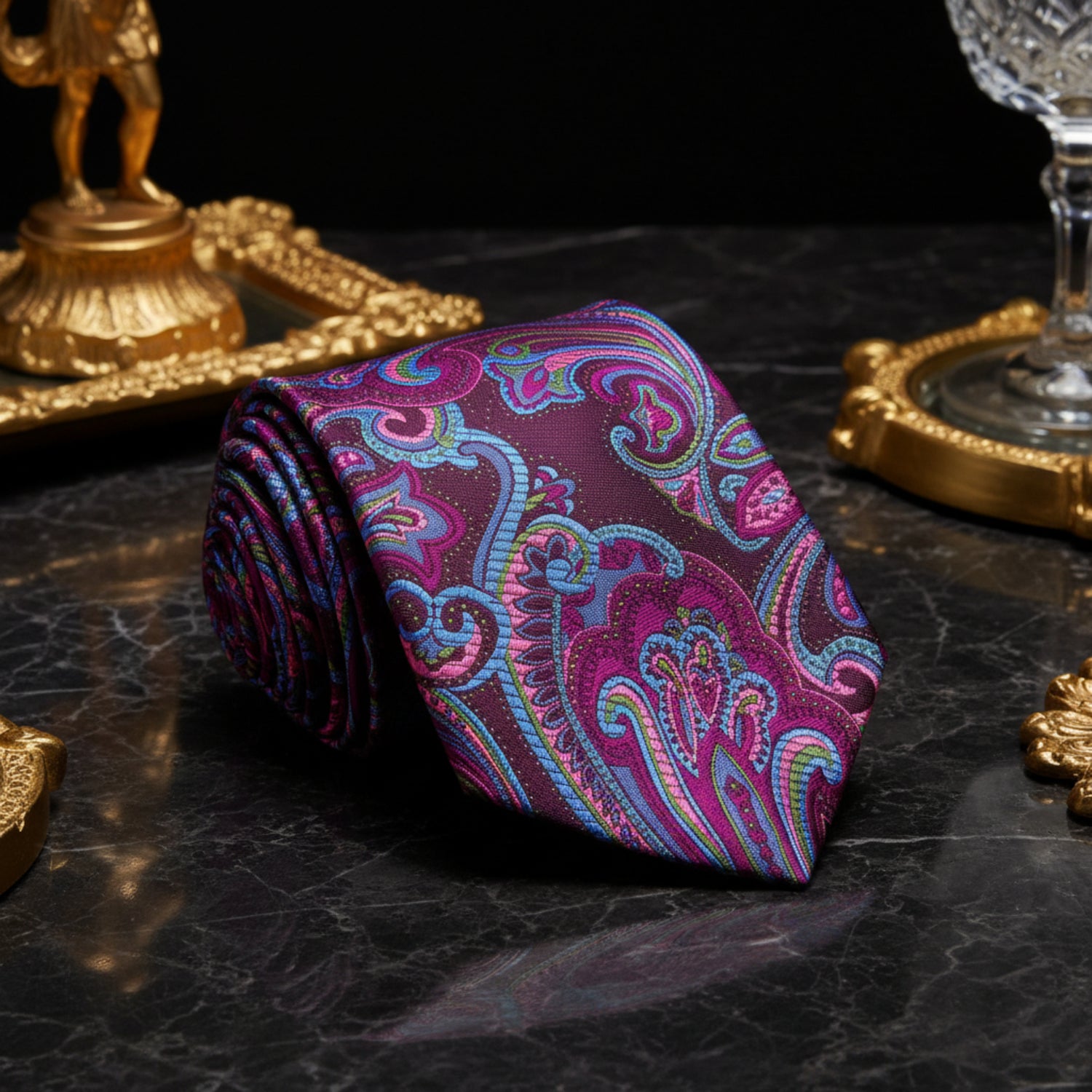 Purple, Blue Paisley Tie
