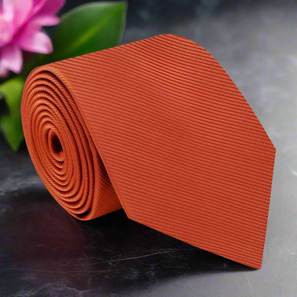 A Solid Orange Colored Silk Necktie  ||Orange