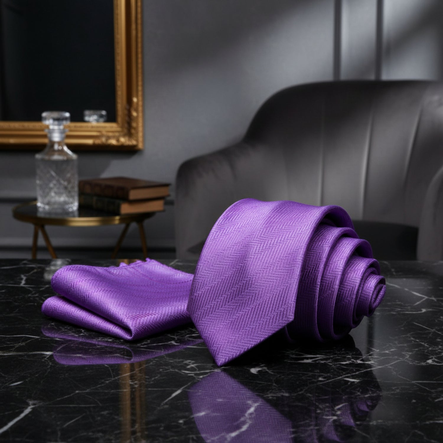 Alt View: Sophisticated Light Purple Tie and Square