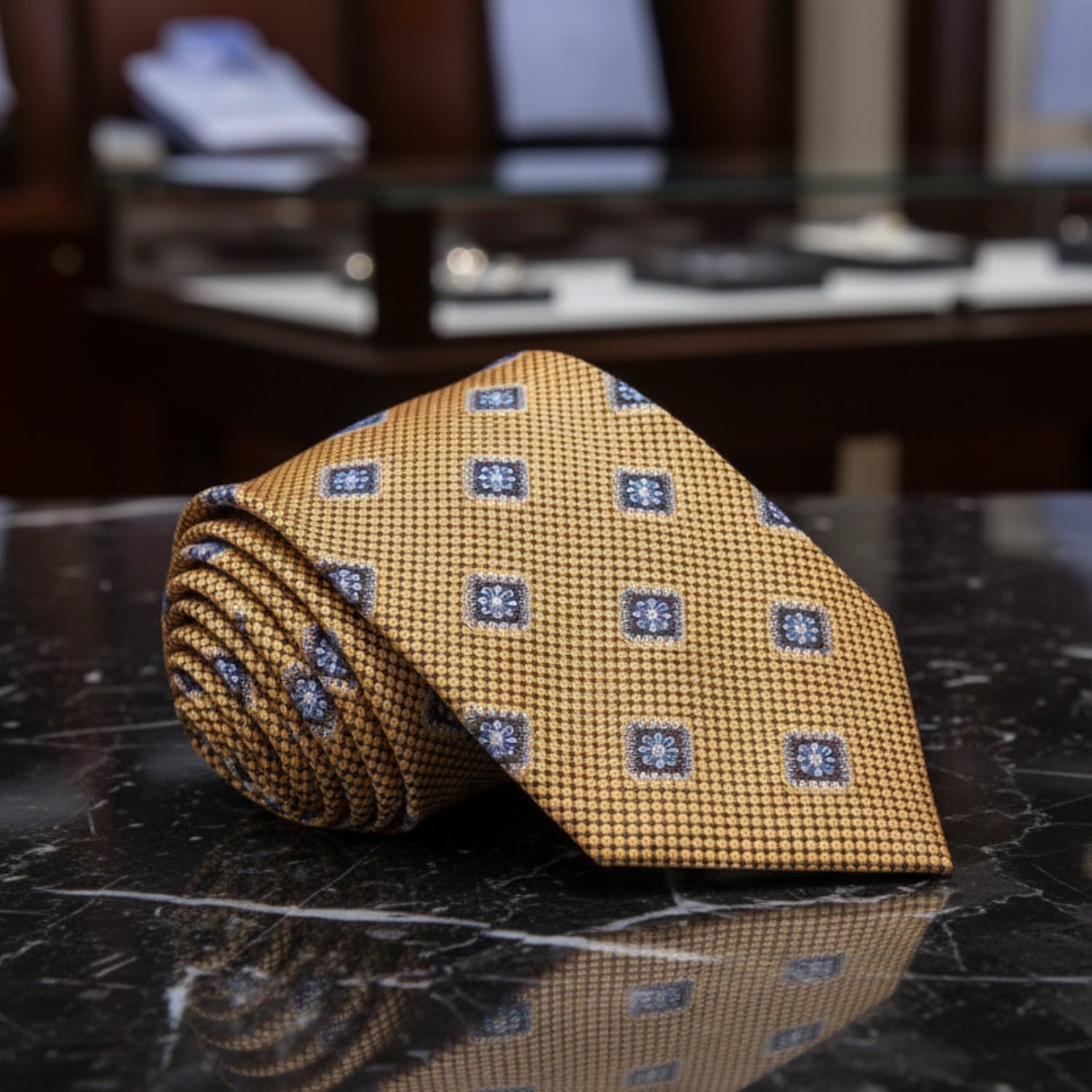 Antique Gold Geometric Zodiac Medallion Tie   
